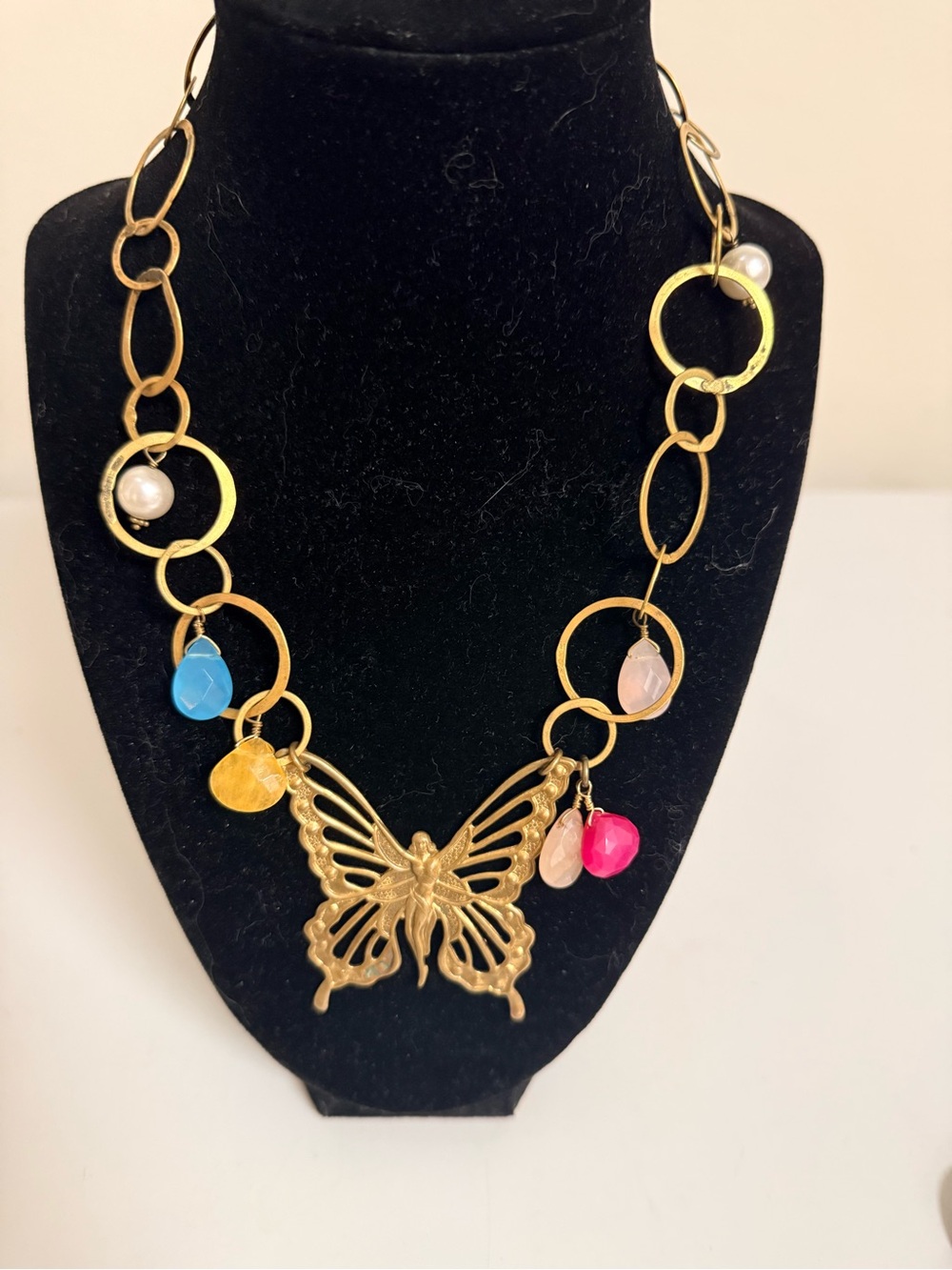 Michelle Roy Lady Butterfly vintage art deco necklace